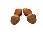 Lucky Brand Brown Leather Wedge Platform Sandals Slides Women's Shoes Photo 1