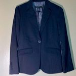 Eddie Bauer One Button Charcoal Grey Shoulder Padded Women Blazer Size 4 Petite Photo 0