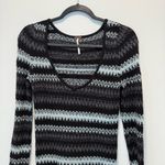 Free People Black Baby Blue Fair Isle Long Sleeve Sweater Dress XS Photo 4