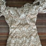Selfie Leslie  NWT Bobby Bardot Neckline Floral Lace Overlay Dress Beige Photo 5