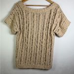 Free People Women’s Open-Knit Cotton Cable Cardigan Top Neutral Beige Size M Photo 5