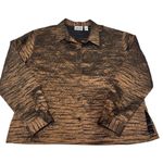 Chico's  Design Brown Textured Lightweight Jacket‎ Shirt Sz. 2 Large 12 Satin Photo 3