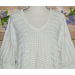 CAbi Fiesta Fringe Sweater Small Boxy Poncho Boho Coastal Beachy Half Sleeves Photo 1