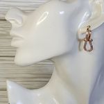 Gold with Purple CZ Horseshoe Huggie Hoop Earrings Photo 4