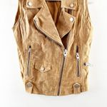 BLANK NYC Suede Leather Moto Zip Up Sleeveless Vest Camel Brown Small Photo 7