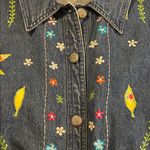 Floral Embroidered Denim Jacket Blue Size 2X Photo 3