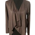 Million Faux Velvet Open Drape Cardigan Gray Photo 0