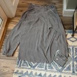 Loft navy blue striped blouse with front pockets (small) Photo 1