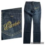 Guess Womens Gold Rhinestone Bling Logo Pocket Skinny Jeans with Stretch Size 24 Photo 1