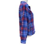 LL Bean Shirt Jacket Women’s XS Blue Plaid Fleece Lined Snap Front Pockets Cozy Photo 5