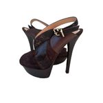 Fendi  Brown Suede Leather Platform Slingback Heels Size 37 / US 7 Photo 1