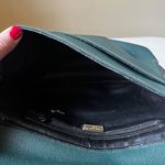 Vintage Toledano Green Leather‎ Crossbody Bag with Tan Trim Flap Shoulder Purse Photo 6