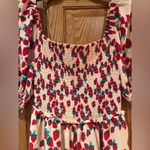 Betsey Johnson  Strawberry Fields Smocked Challis Puff Sleeve Milkmaid Maxi Dress Photo 5