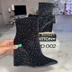 Alexandre Birman New  Myra Black Velvet Wedge Bootie Boot Womens 37 Witchy Gothic Photo 1