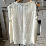 Mango MNG CASUAL sleeveless raw edge studded layered top cream color size XL Photo 4