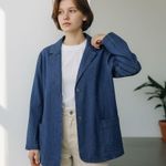 Old Navy Vintage Denim Blazer Jacket Y2K Masc Sleek Office Hipster Minimalist Photo 0