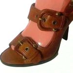 Frye  Amy Women’s  Brown Leather Heeled Buckled Slingback Shoes 9 M / 39-40 Photo 11
