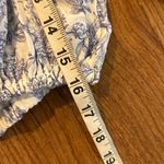 Cynthia Rowley linen cropped tie neck blouse blue toile Small Photo 5