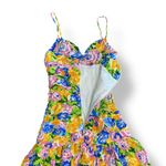 ZARA  Yellow Floral Print Ruched Ruffled Spaghetti Strap Mini Dress Size S‎ Beach Photo 4