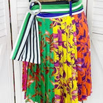 Anthropologie Delfi Collective Skirt Satin Pleated Panel Multicolor Size Medium Photo 0