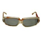 Vintage France Womens Square Frame Striped Brown White Plastic Polarized Rare Photo 1