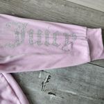 Juicy Couture  Womens Pink Big Bling Rhinestone Drawstring Velour Joggers US Sz L Photo 2