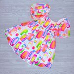 Peach Love California Peach love rainbow sheer print puff short sleeve midi dress with under slip sm Photo 6