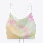 ZARA Satin Effect Top XS NWT Pastel Tie Dye Backless Crop Blogger Fav Summer Photo 1