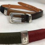 Brighton Pony Hair Black & Silver Metallic Concho Leather Belt M Photo 1