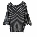 Fantastic Fawn Top Womens Size M Black White Stripe Chevron Batwing Slouchy Photo 2