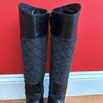 Tory Burch  Black Two Tone Mixed Media Leather Riding Boots Equestrian size 5.5 M Photo 3