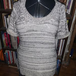 CAbi  variegated S black and white scoop neck short sleeve sweater Photo 0