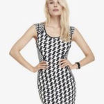 EXPRESS Houndstooth Black and White Sheath Dress Size 6 Photo 0