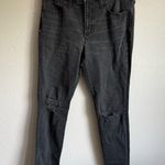 Madewell 9” High Rise Skinny Black Distressed Knee Raw Hem Womens 34 Stretch Photo 1