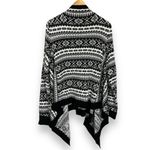 Carolyn Taylor  Cardigan Sweater Open Front Waterfall Black‎ White Women Sz Large Photo 1