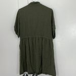 Paper Crane Large Green Short Sleeve Collared Button Down Shirt Dress w/Pockets Photo 7
