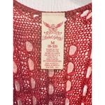 Faded Glory  Burgundy Open Knit Fringe Hem Sleeveless Cover Up Knit‎ Top Size M Photo 2