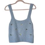 ZARA  Baby Blue Floral Embroidered Sweater and Top‎ Set Button Front Medium HTF Photo 7