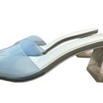 ALDO Sz 7 US Casablanca Jelly Blue Slip On Square Toe Clear Block Heel Sandals Photo 0