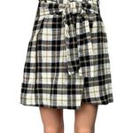 ZARA NEW Black White Plaid Paperbag Tie Belt Preppy Checkered Wrap Mini Skirt XS Photo 0