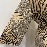 Natori Black Tan Animal Print Stretch Jersey Kimono Robe Tiger Leopard Lounge Photo 10