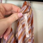 Free People  | Stevie Asymmetrical Stripe Satin Cowl Neck Tank Top Boho Retro XS Photo 2