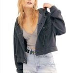 Free People Jacket Sweatshirt Hoodie Dreamers Bell Sleeve Charcoal Photo 0