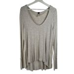Free People We The  Sz M Malibu Thermal Top Oatmeal Heather Scoop Neck Oversized Photo 2