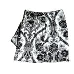 Caroline Constas Koren Mini Skirt Black White Paisley 100% Silk Wrap Skirt Sz XS Photo 7