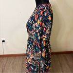 ECI Elegant Floral Print Maxi Dress Bell Sleeve Smocked Bodice Prairie Bump friendly Photo 4