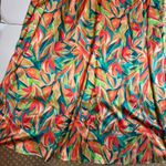 Nicole Miller  Tropical One Shoulder Maxi Front Slit Dress Fancy Belted 8 Satin Photo 2