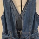 Forever 21  size medium Blue Denim Jumpsuit front zipper side pockets loose fit Photo 3