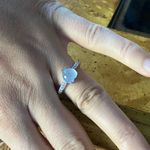 Genuine Aquamarine Sterling Silver Heart Ring Size 8 Photo 3