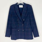 Aritzia  Babaton Samuel Double Breasted Check Blazer Size 0 Navy Red Photo 1